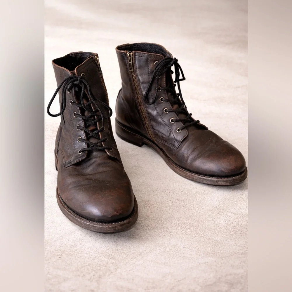 Freebirds Pendleton Brown Leather Lace Up Boots Size 14